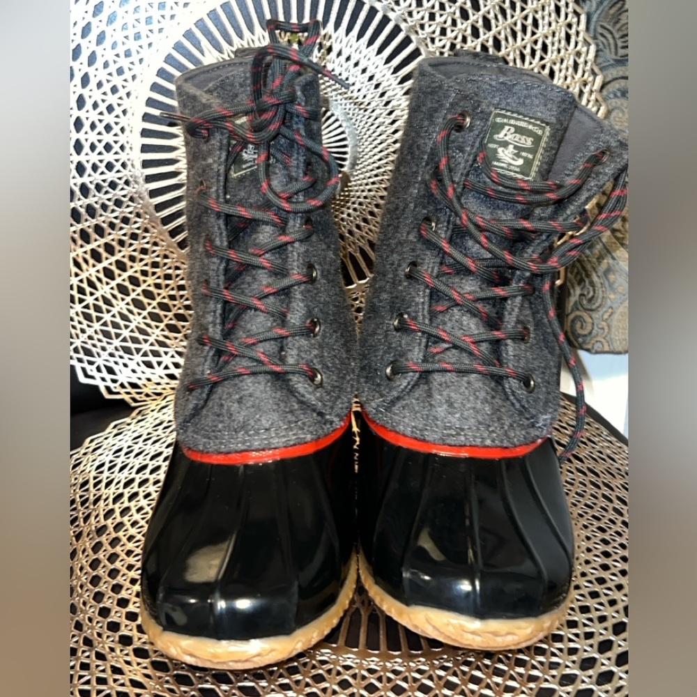 G.H. Bass & Co. Charcoal and Black Boots with Red Accents